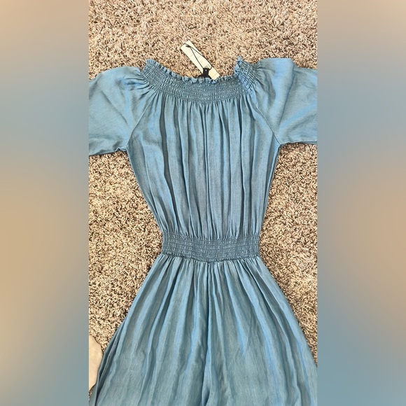 NWT- Walter Baker Light Blue Wide-Leg Jumpsuit with smoked waist - Picture 6 of 7